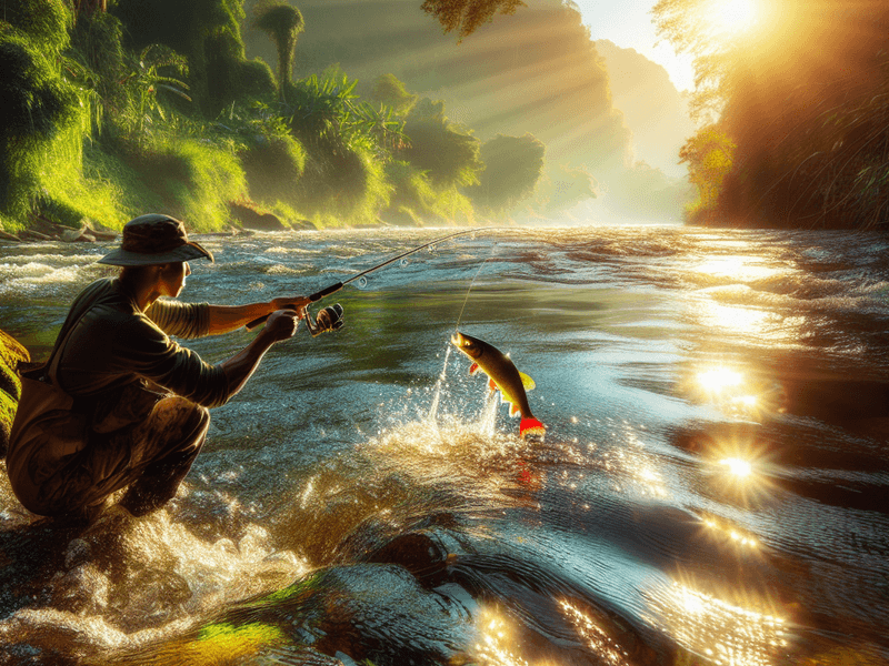 Pescador lançando isca