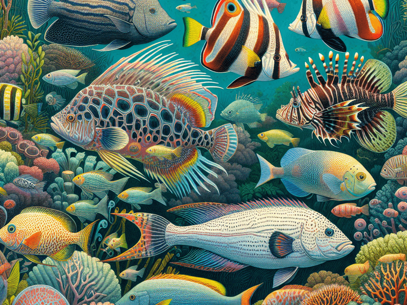 illustration of diverse fish swimming in habitat dos peixes: onde encontrá-los e horários recomendados