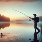 a fisherman casting an artificial lure início