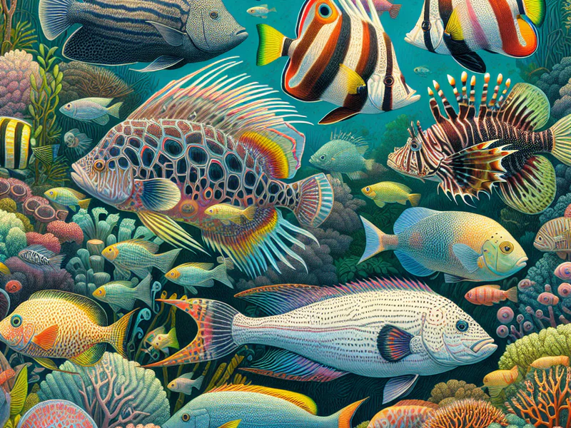 illustration of diverse fish swimming in habitat dos peixes: onde encontrá-los e horários recomendados